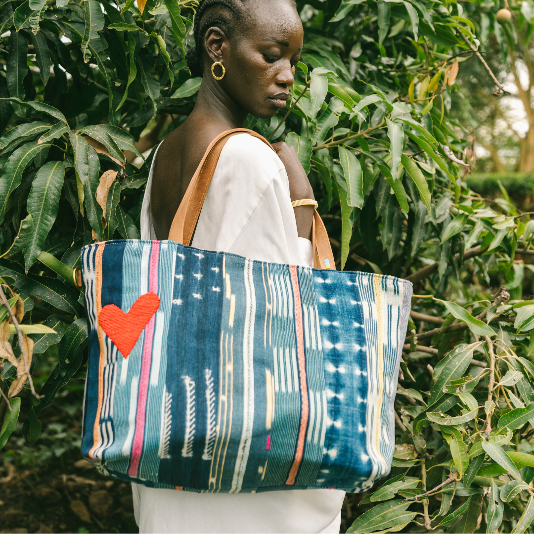 Baule Adventure Tote with Red Beaded Heart