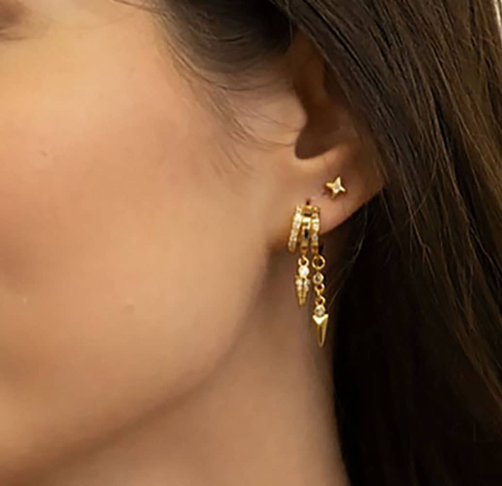 Triple Hoop Arrow Earring Stack