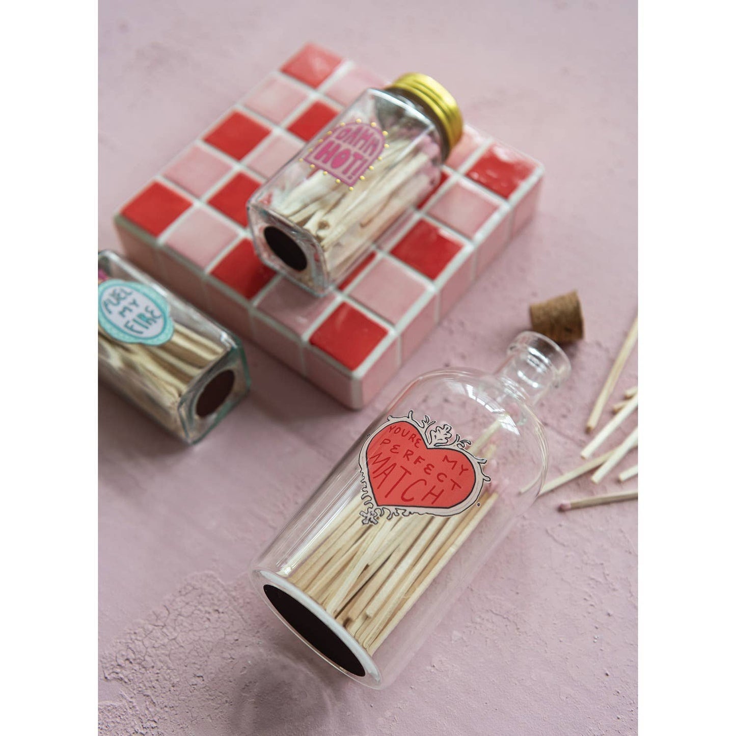 Witty Glass Jar Match Holder