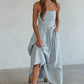 Striped Tube Strapless Flare Maxi Dress