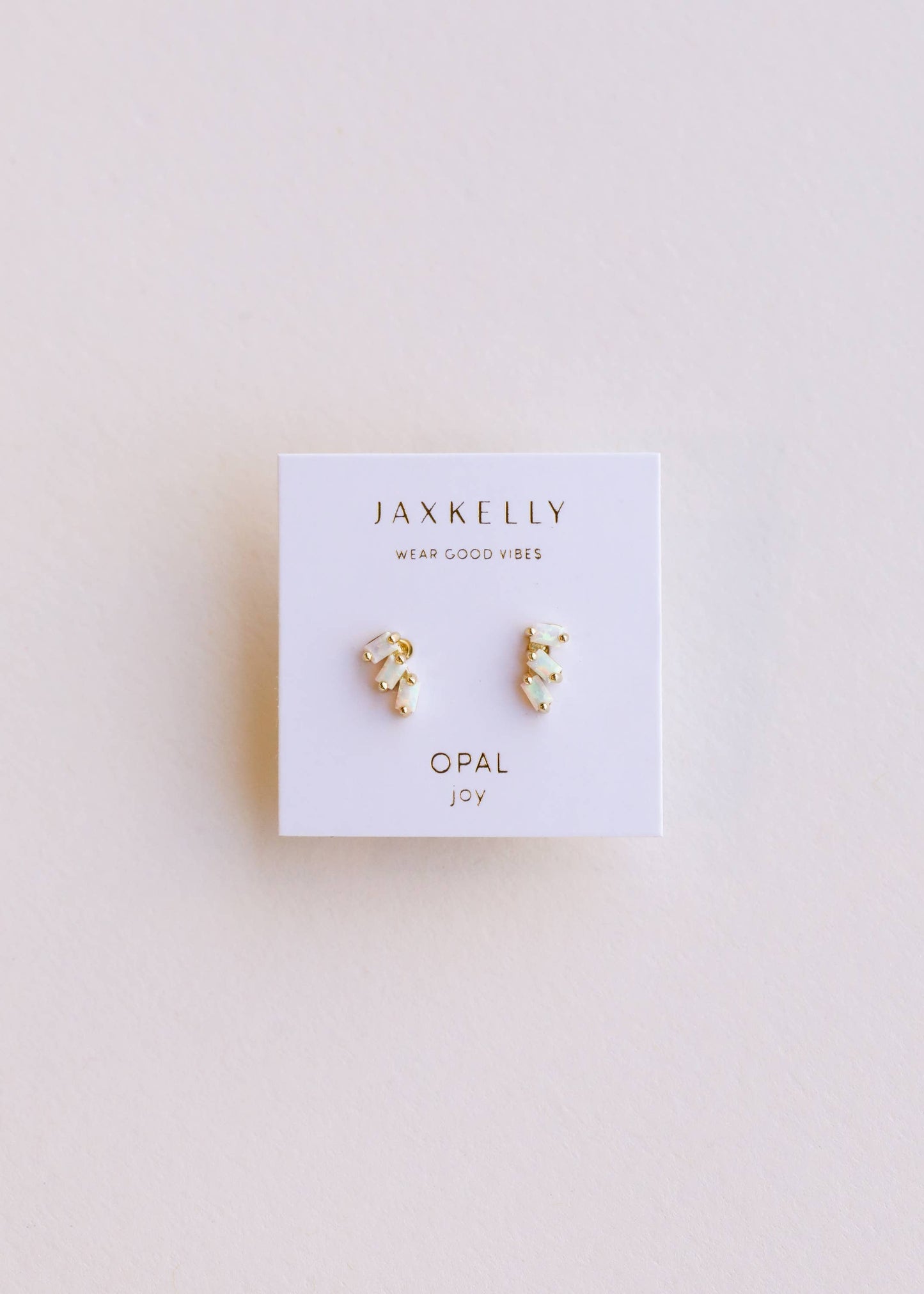 White Opal Offset Trio Studs