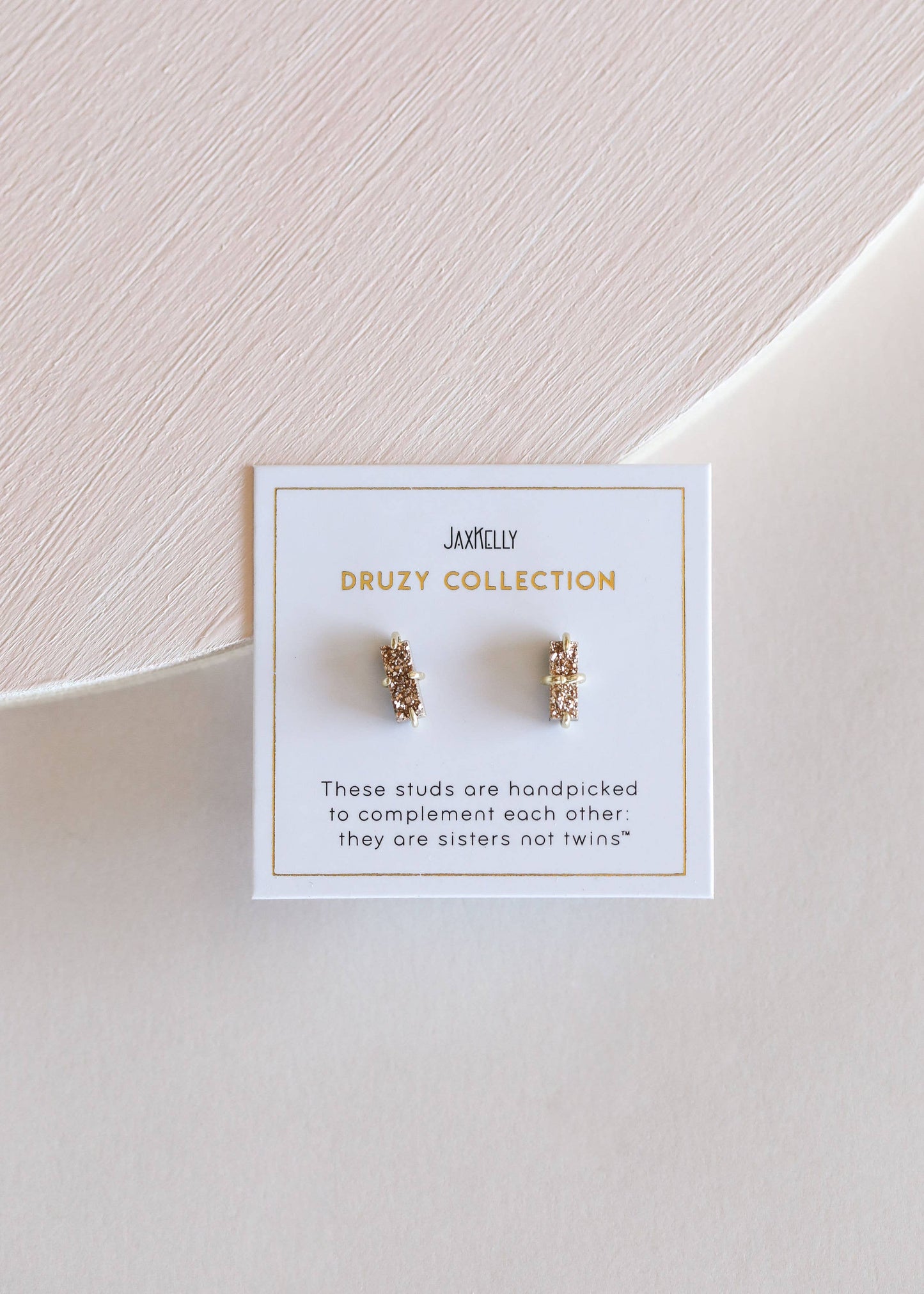 Rose Gold Druzy Bar Earrings