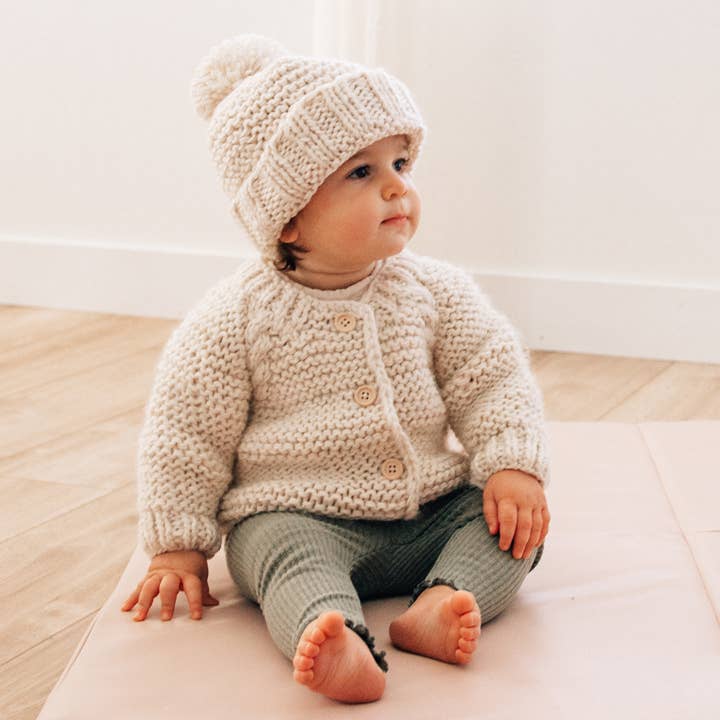 Natural Garter Stitch Cardigan
