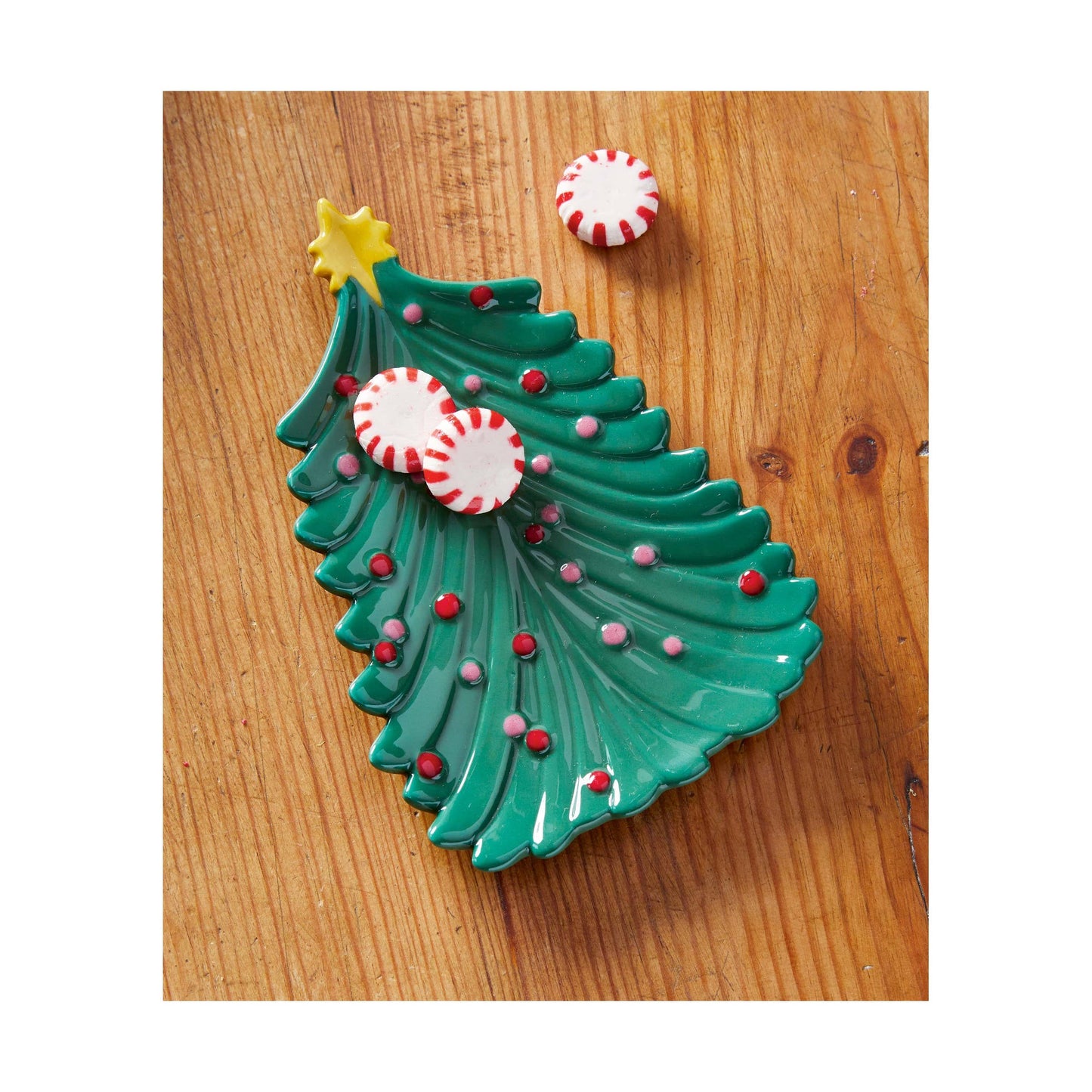 Green Christmas Tree Tidbit Serving Plate