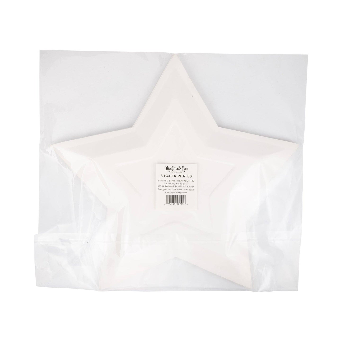Red Striped Star Paper Plates