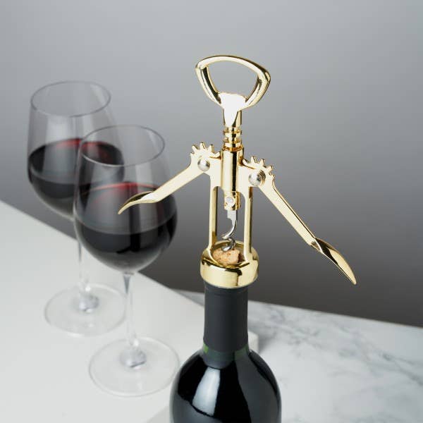 Gold Plated Winged Corkscrew & Bottle Opener