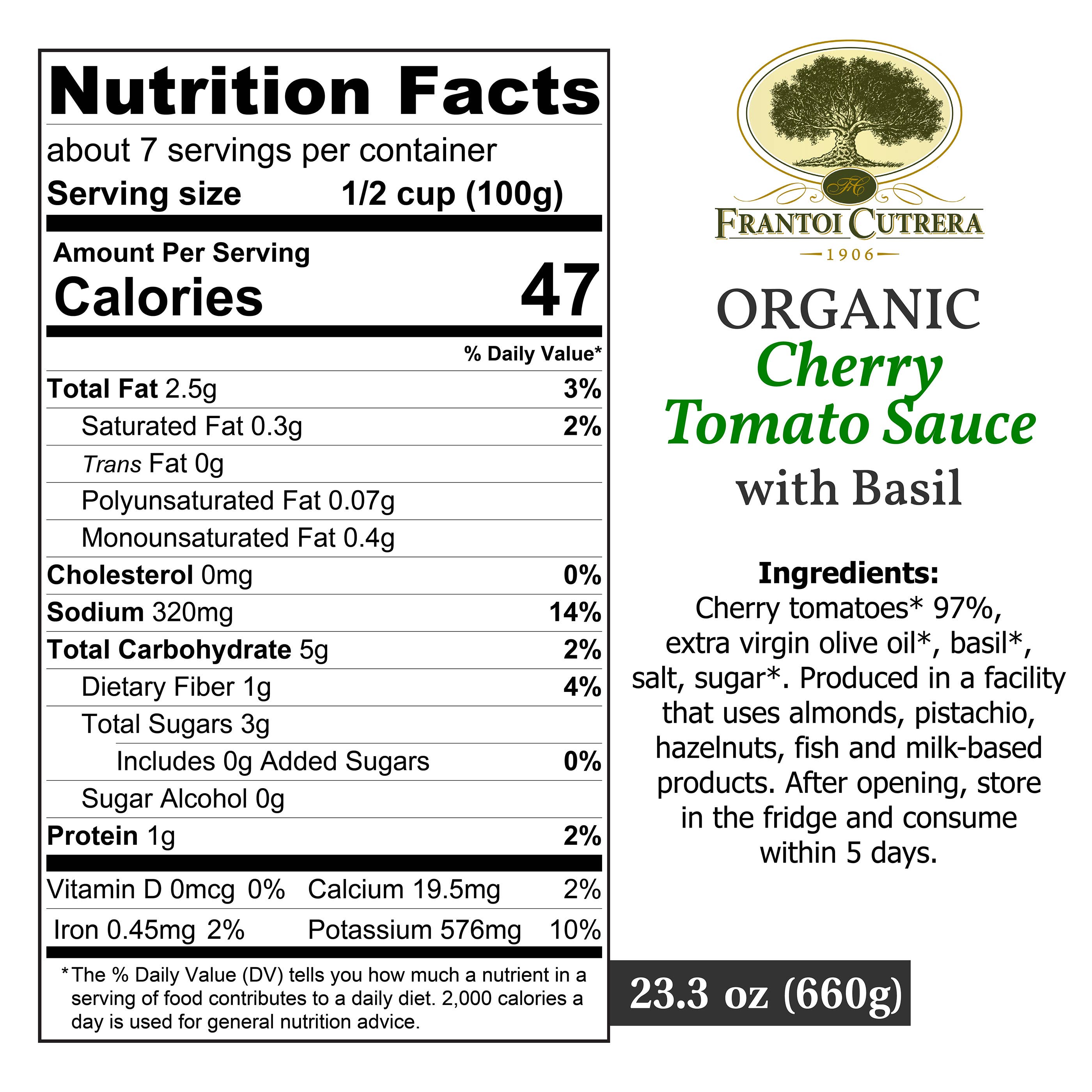 Organic Cherry Tomato Sauce - Sicilian Salsa Di Pomodoro