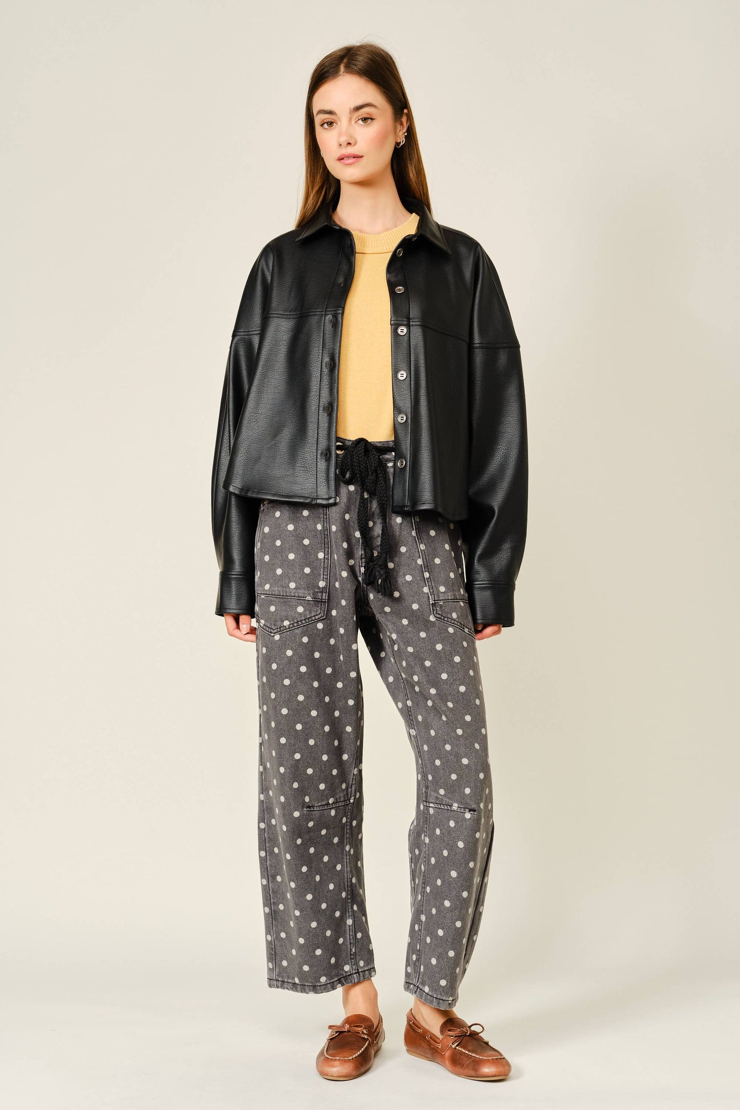 Dot Denim Barrel Jeans