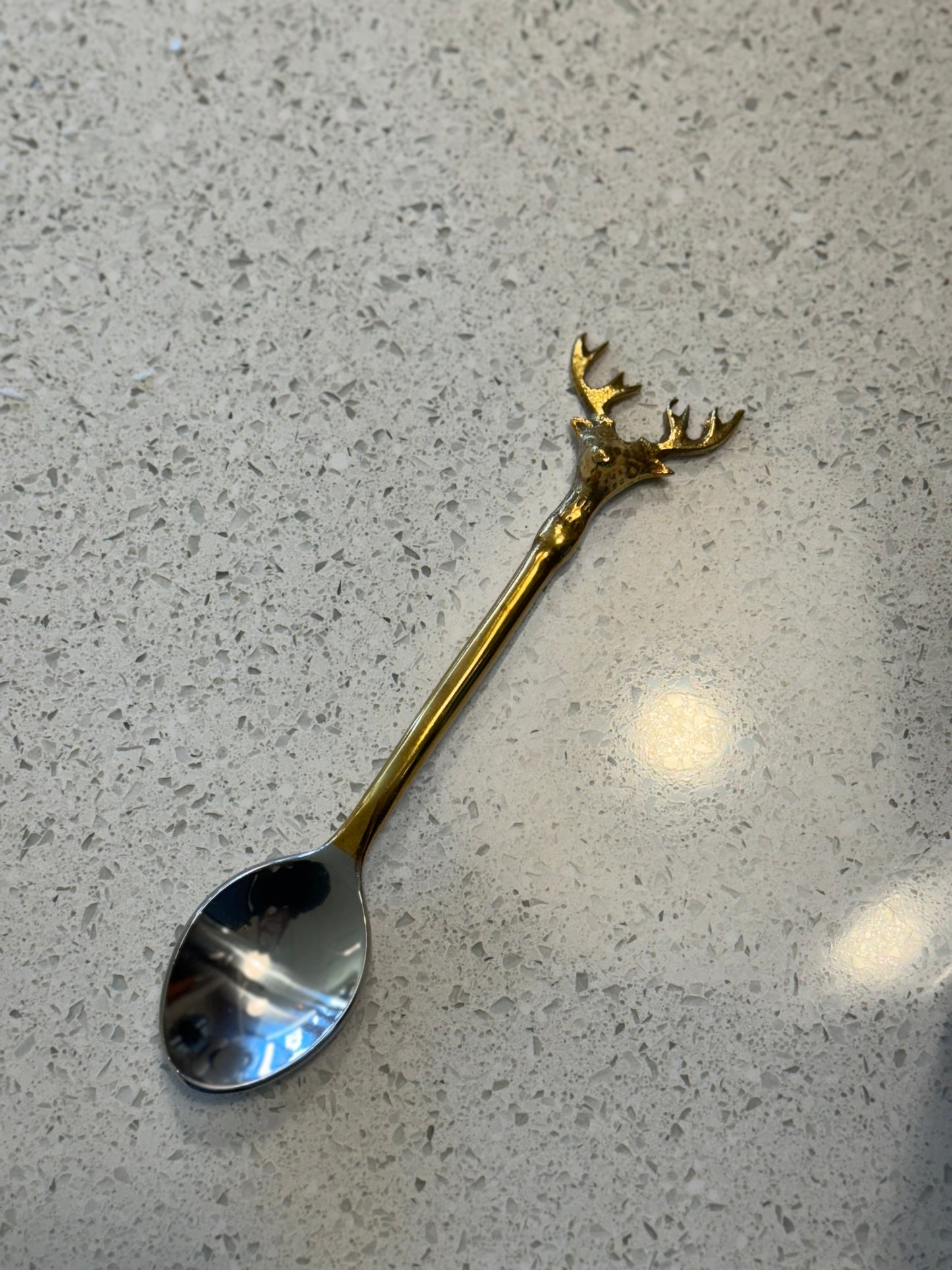 Single Gold Reindeer Coffee Spoon