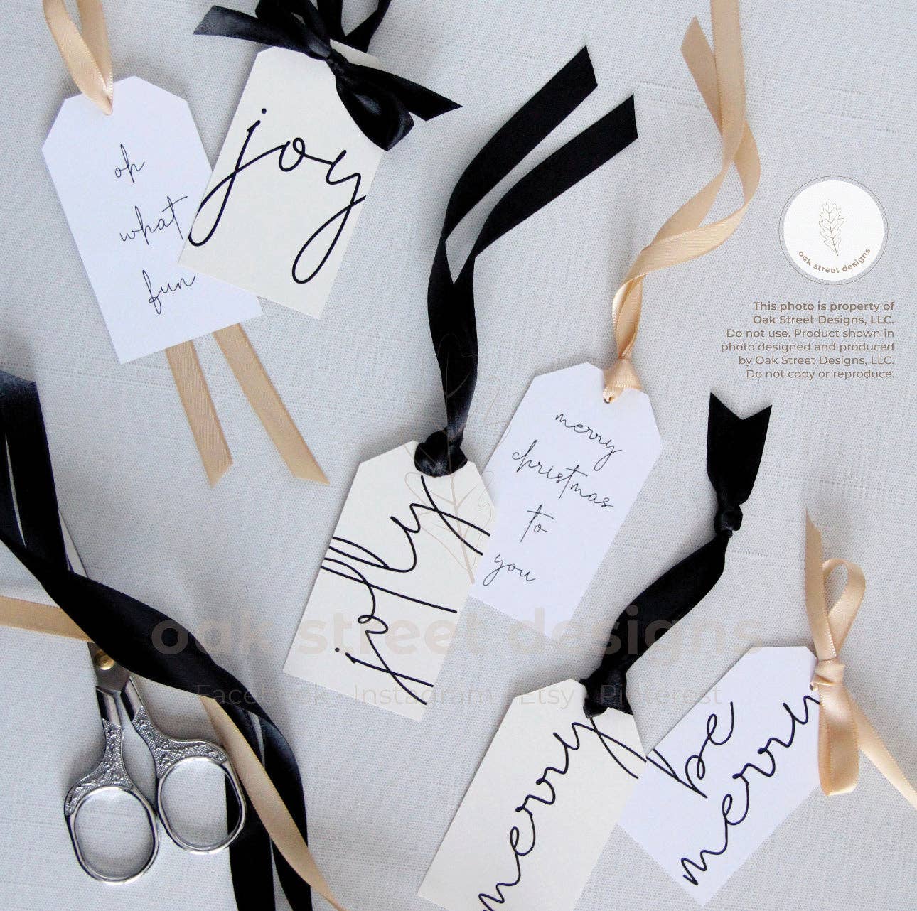 Black + White Christmas Tags