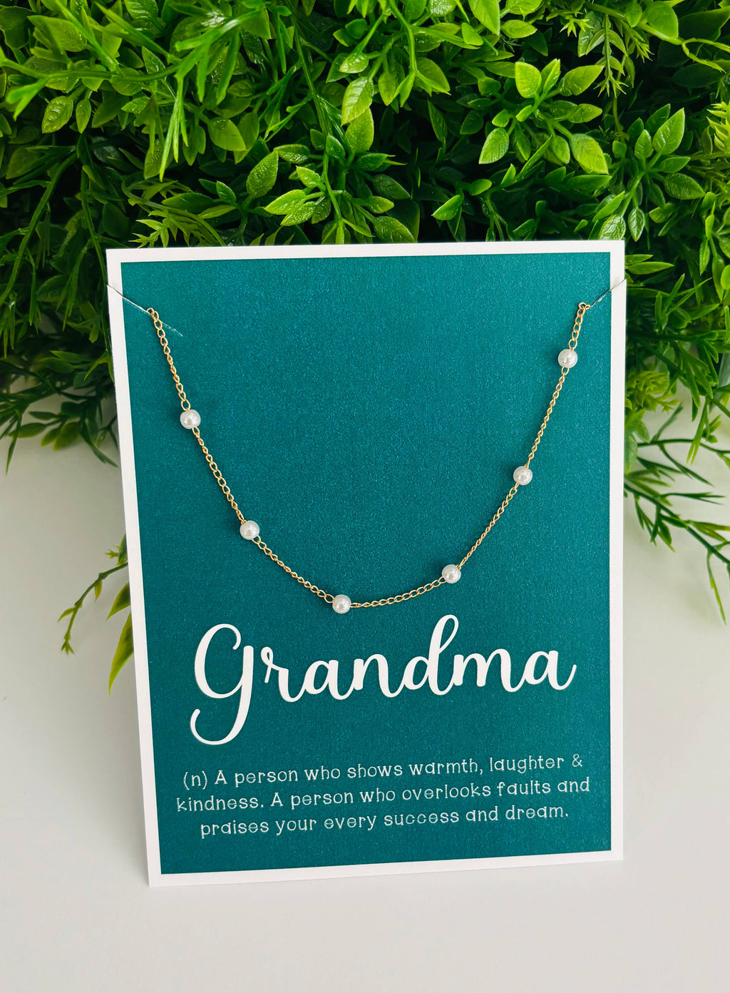 Adjustable  Pearl Necklace & Stationery Card