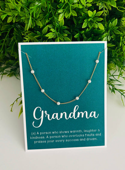 Adjustable  Pearl Necklace & Stationery Card