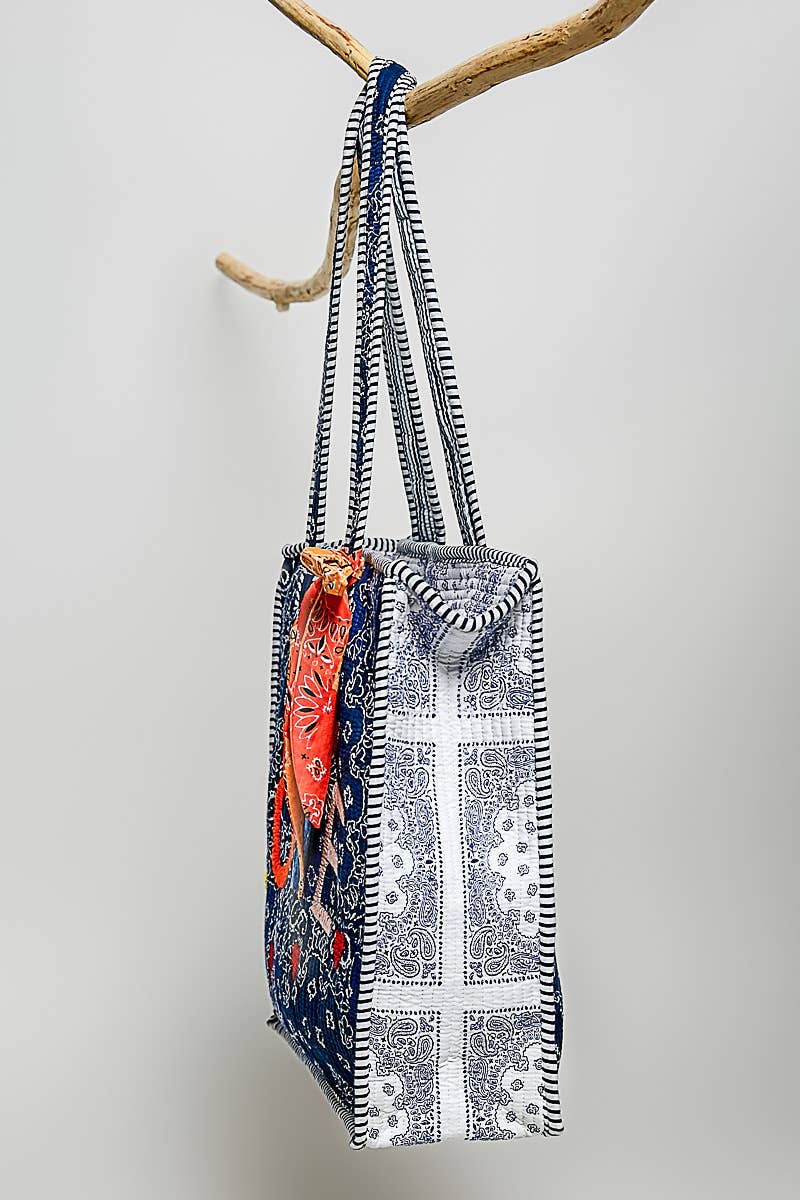 Quilted Paisley LOVE Tote Bag