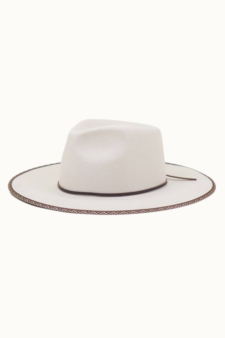 Avril Tribal Wool Wide Brim Hat