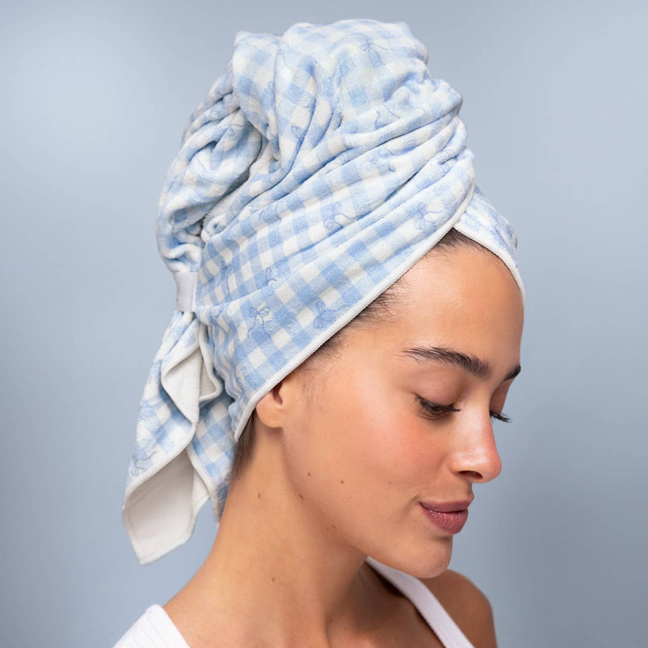 Kitsch Gingham Blue XL Hair Towel Wrap