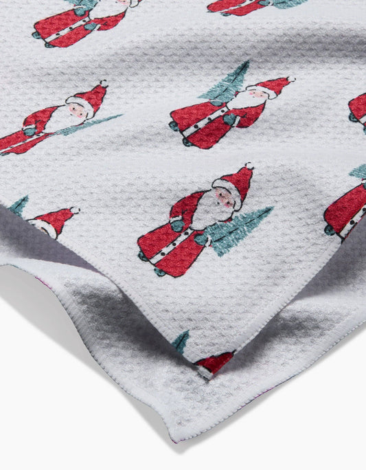 Geometry Little Santa Tea Towel