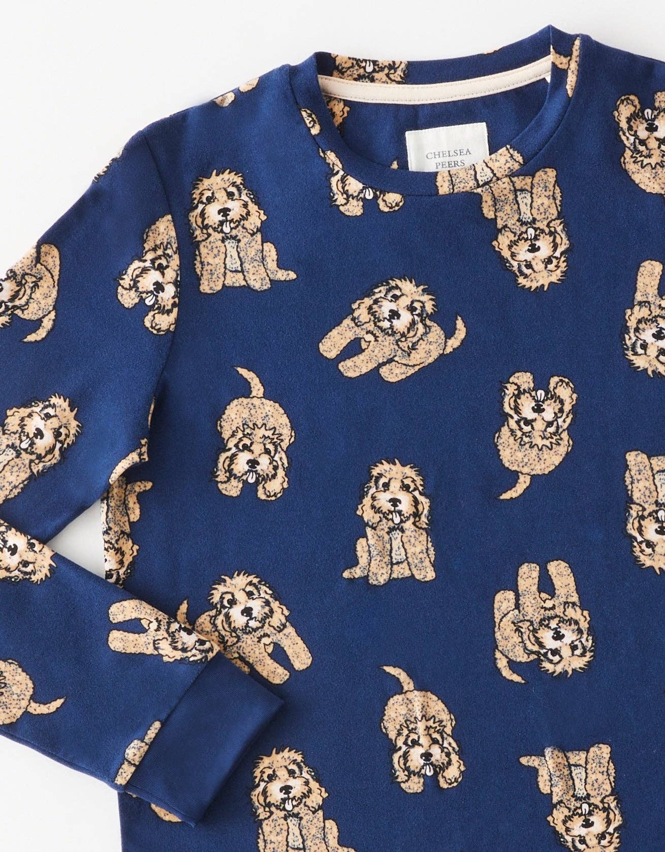 Kids Navy Cockapoo Print Long Pajama Set