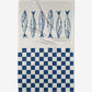 Geometry Sardine Check Blue Tea Towel