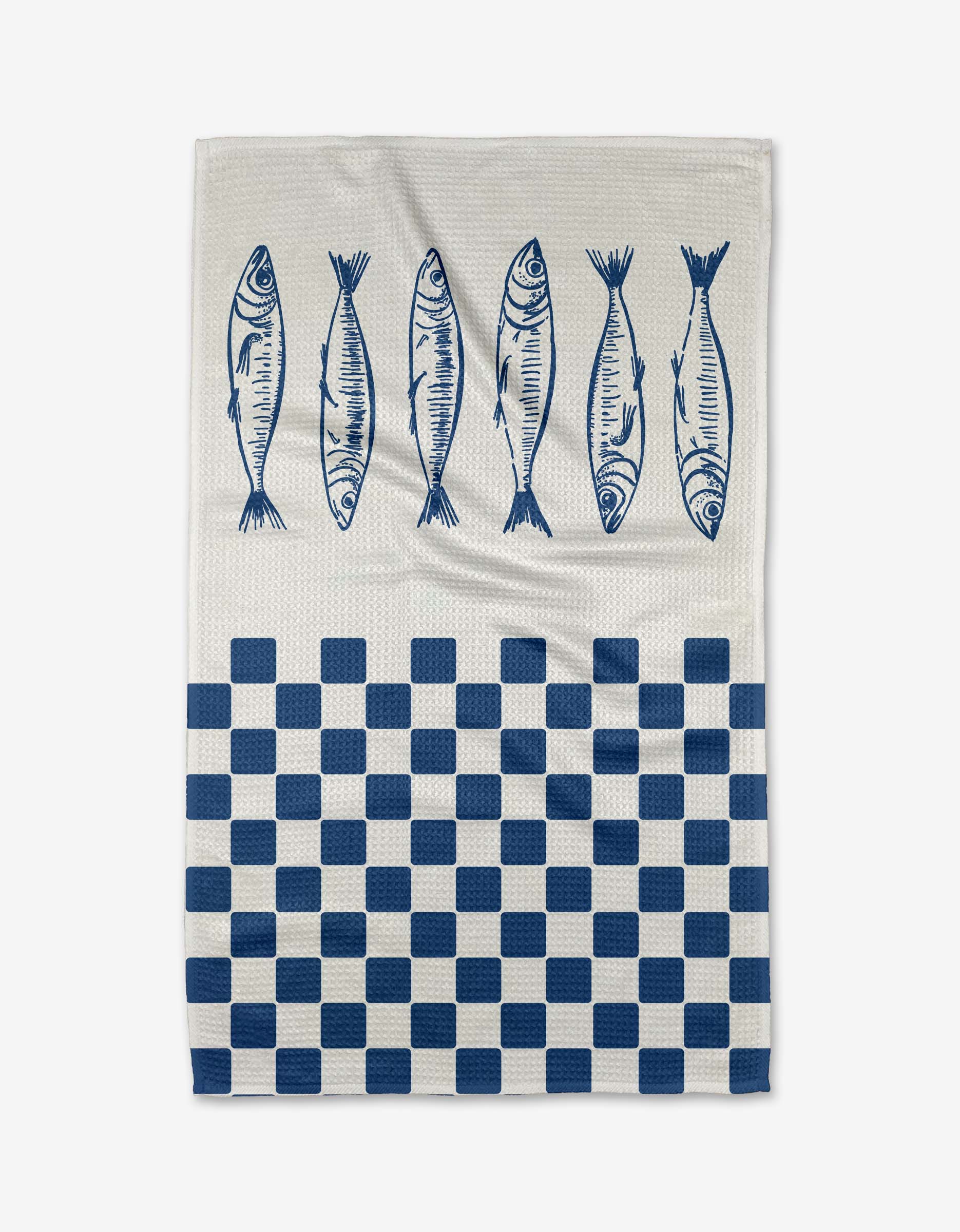 Geometry Sardine Check Blue Tea Towel