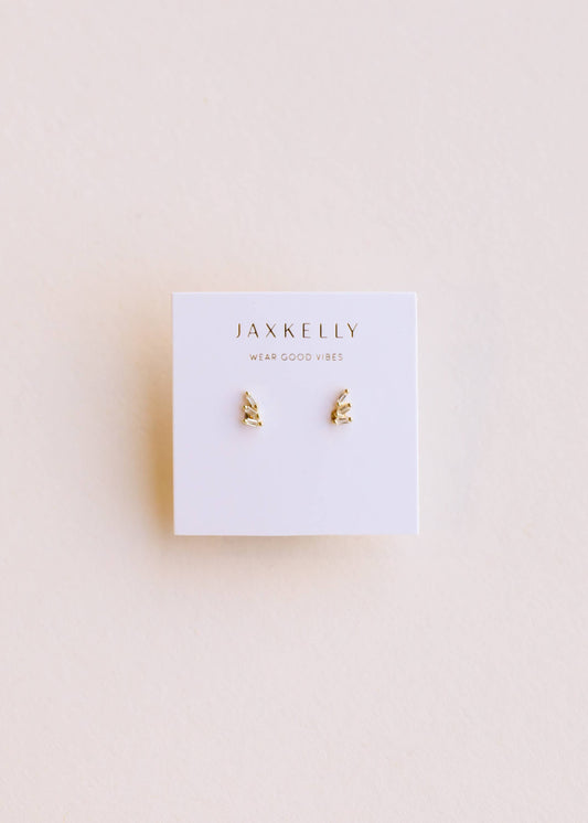 White CZ Offset Trio Studs