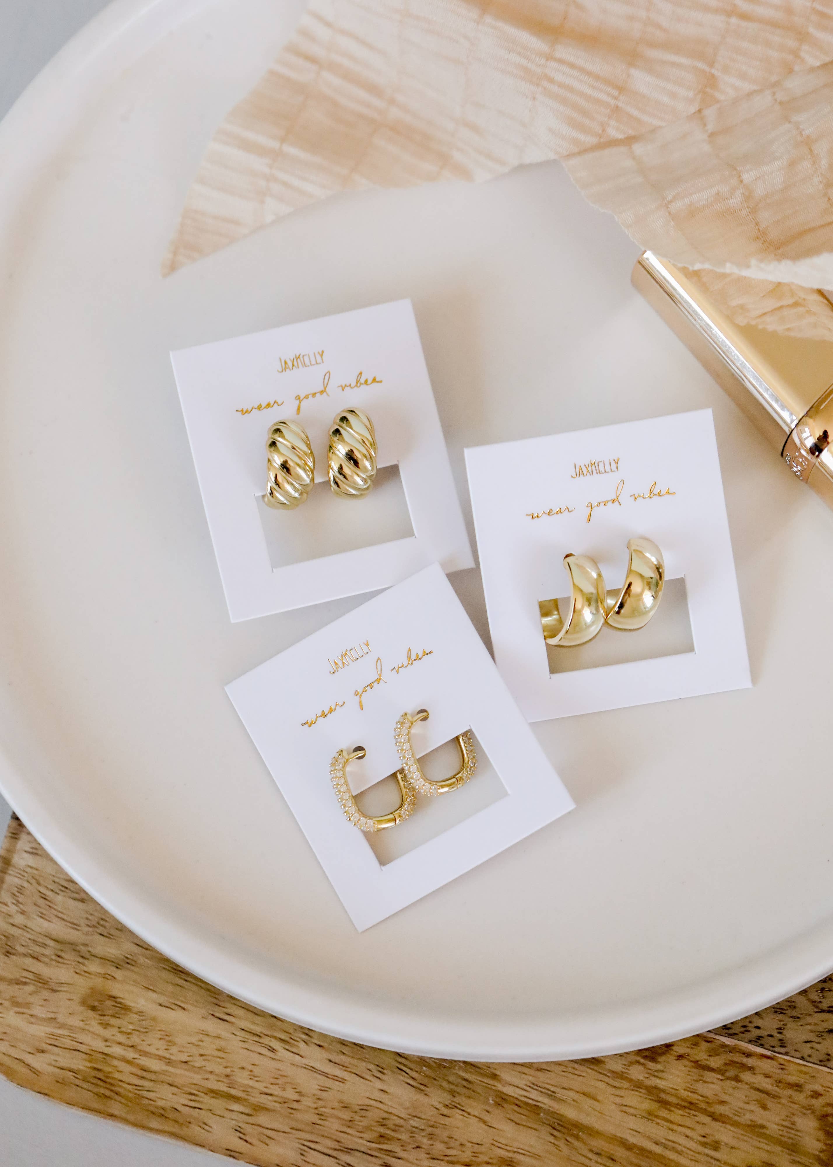 Wide Gold Hoop Earrings