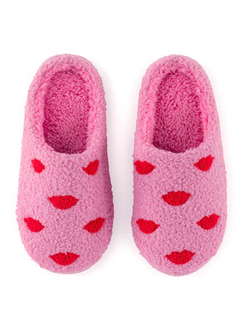 Pink Fuzzy Lips Slippers