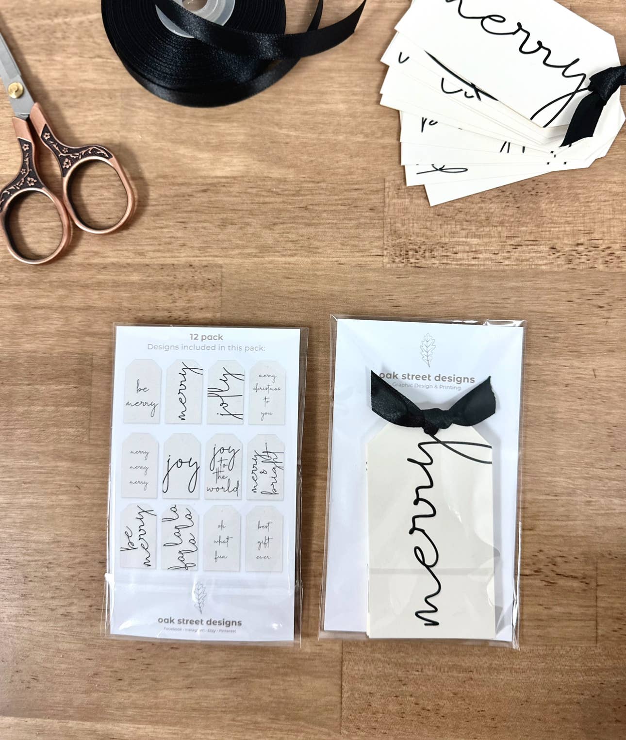 Black + White Christmas Tags