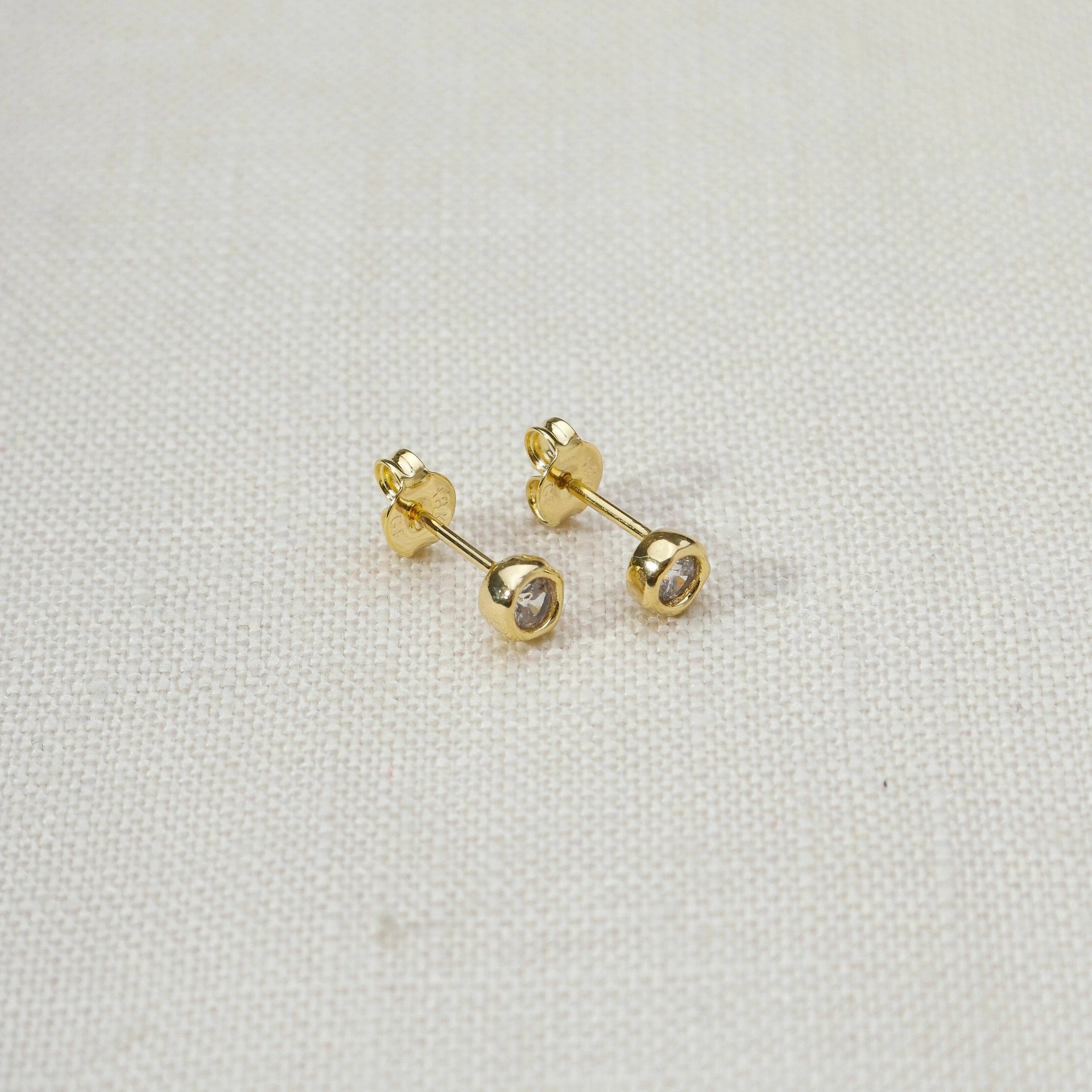 Round Bezel CZ Studs