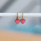 Pink Heart Charm Hoops