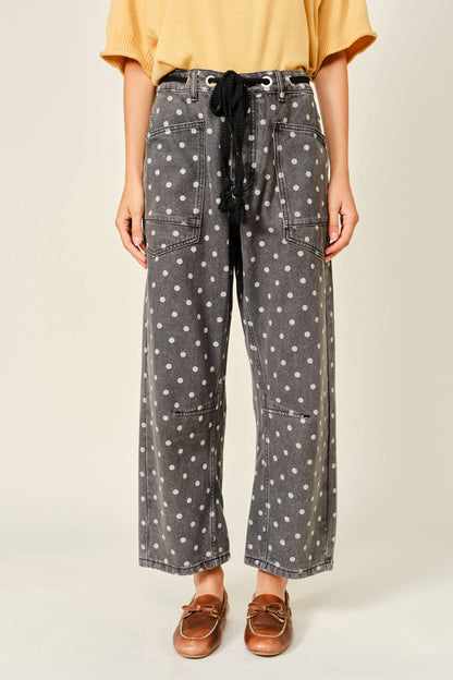 Dot Denim Barrel Jeans