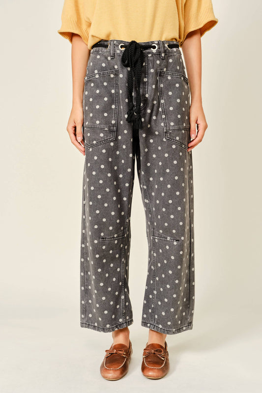 Dot Denim Barrel Jeans