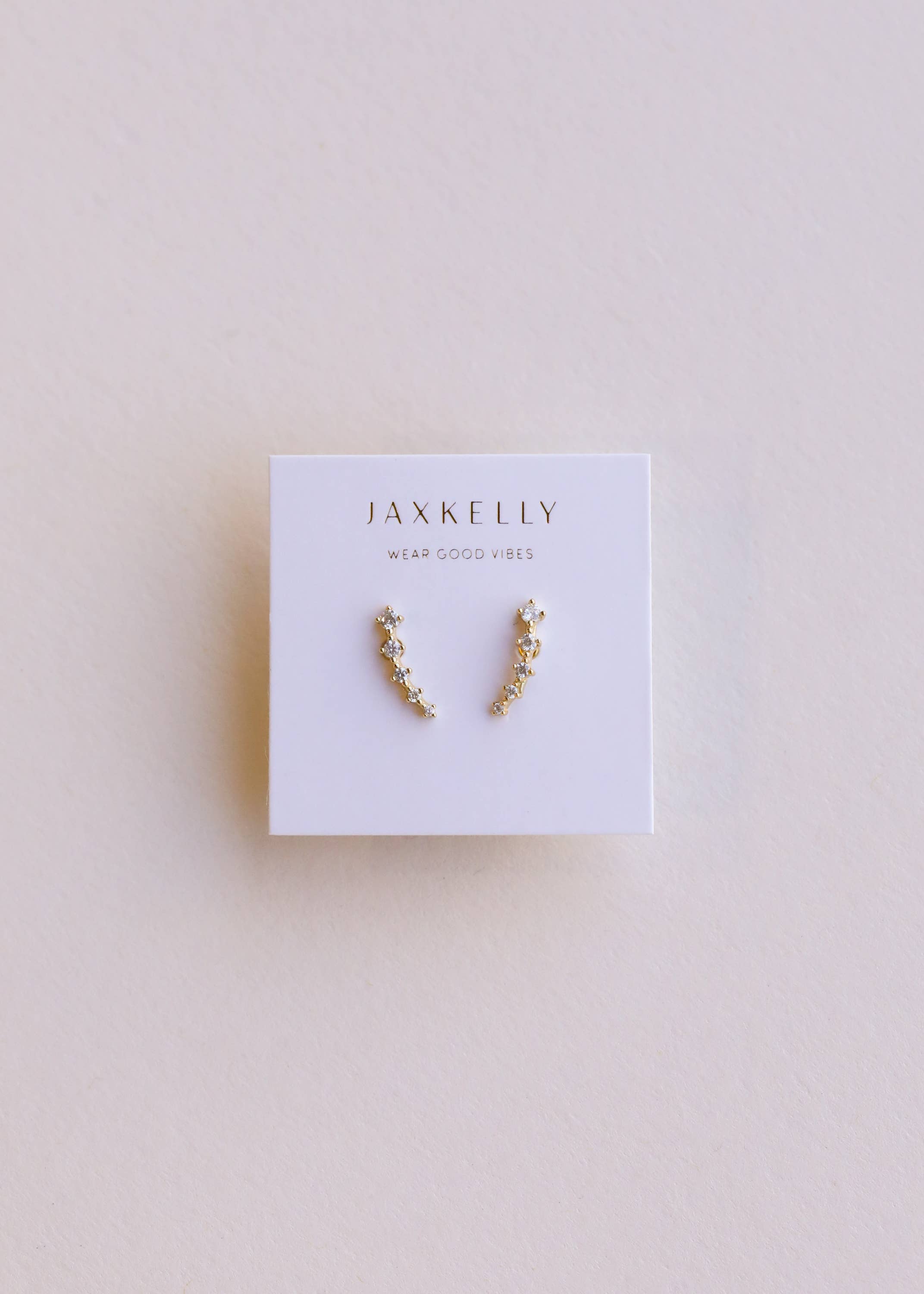 Crawler White CZ Gold Earrings