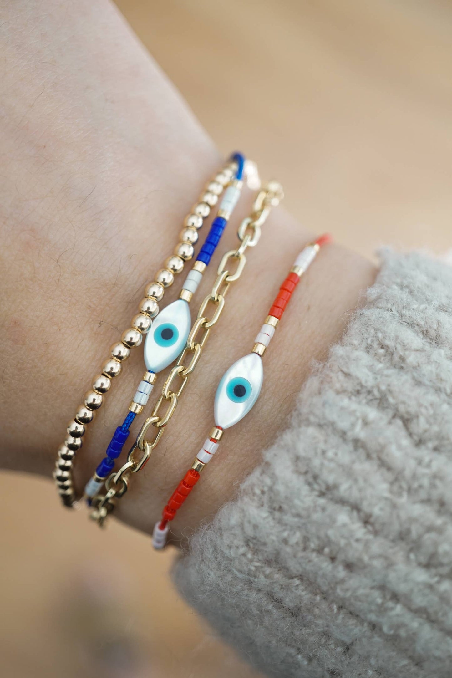 Blue Evil Eye Cord Bracelet
