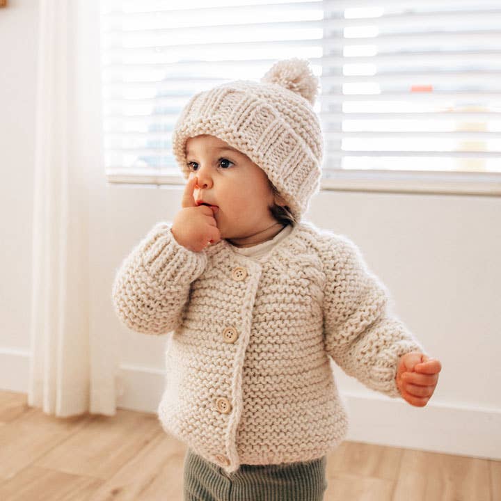 Natural Garter Stitch Cardigan