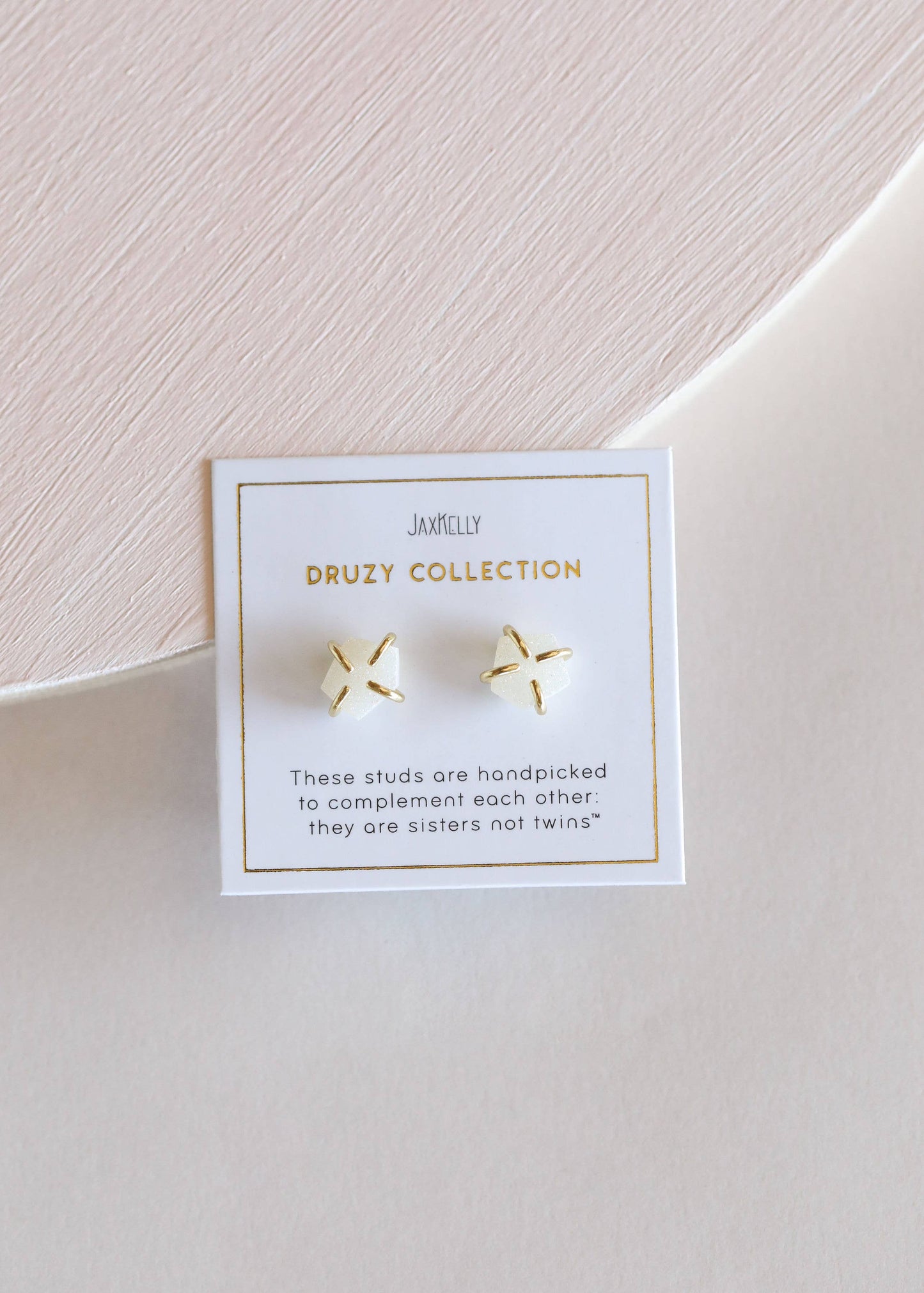 White Druzy Prong Earrings