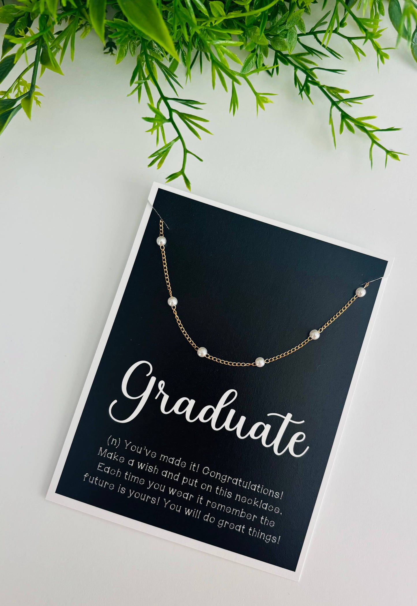 Graduate Pearl Necklace & Inspiring Card