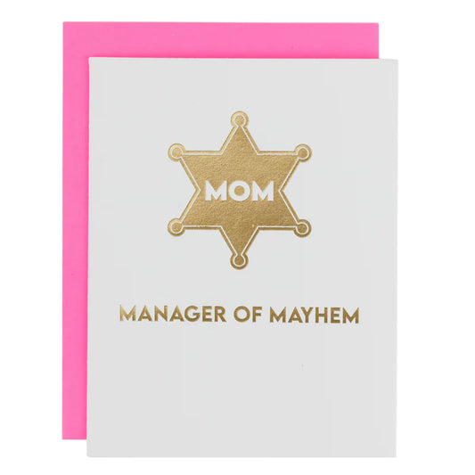 Manager of Mayhem Greeting Card