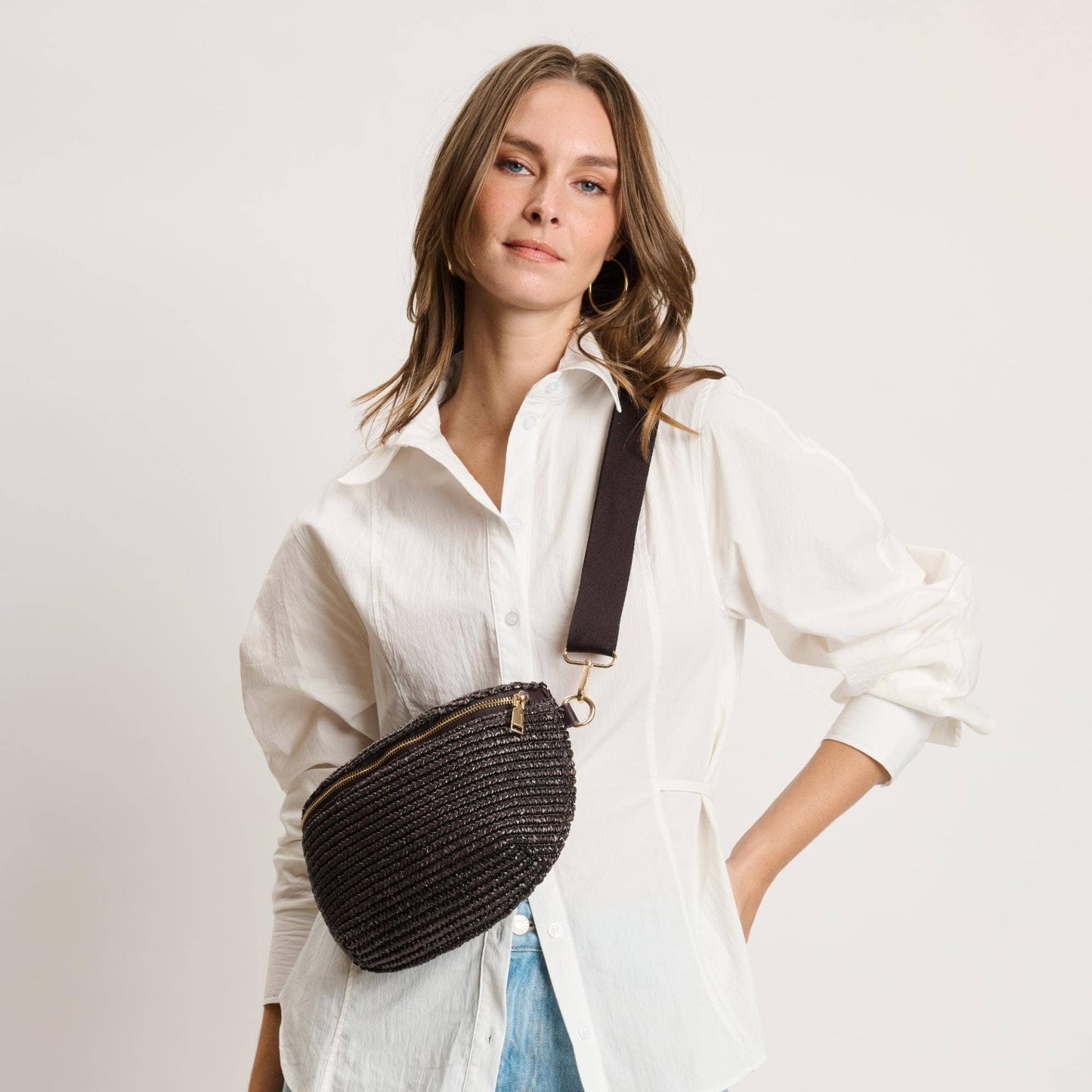 Woven Chocolate Belt Bag