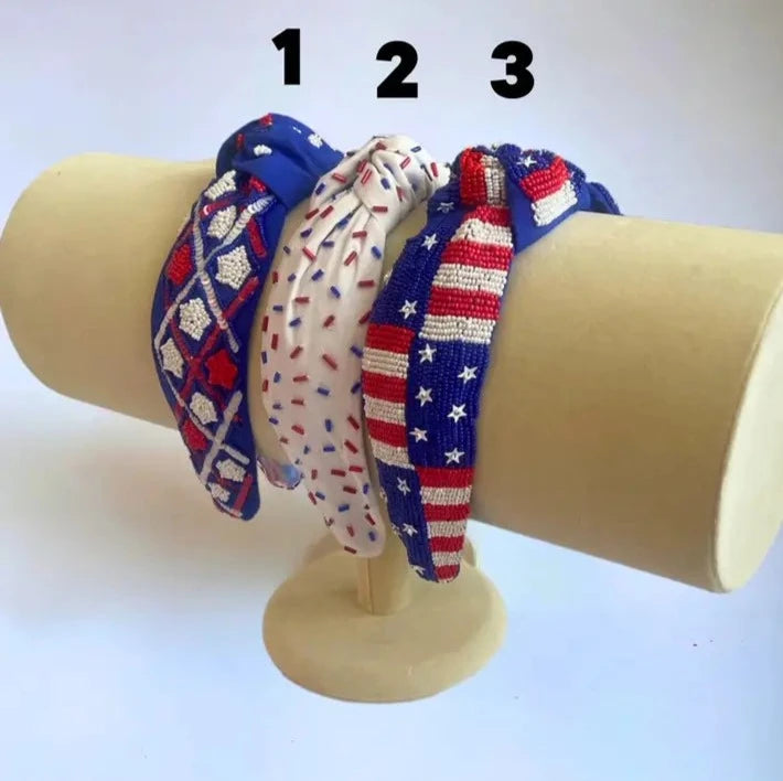 American Flag Beaded Headband