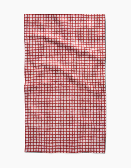 Geometry Fireside Plaid Red Tea Towel