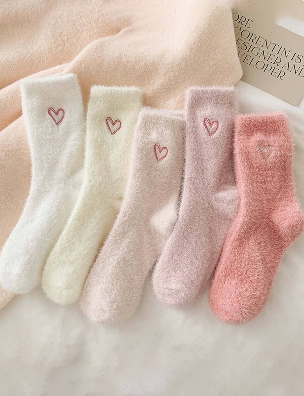 Heart Fuzzy Plush Socks