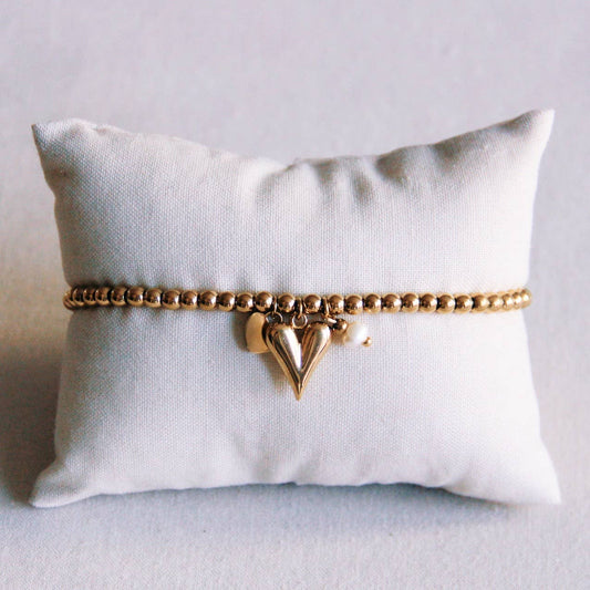 Gold Heart Bracelet + Pearl