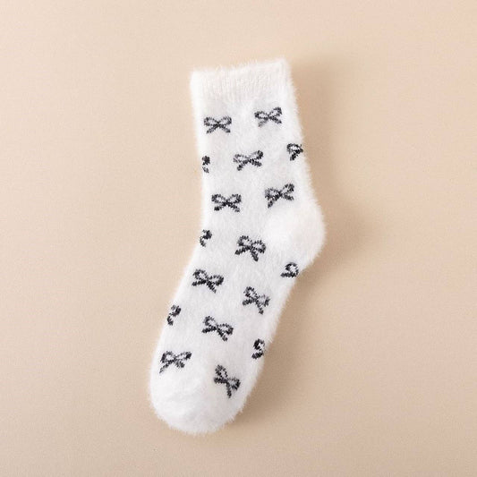 Bow Fluffy Plush Socks