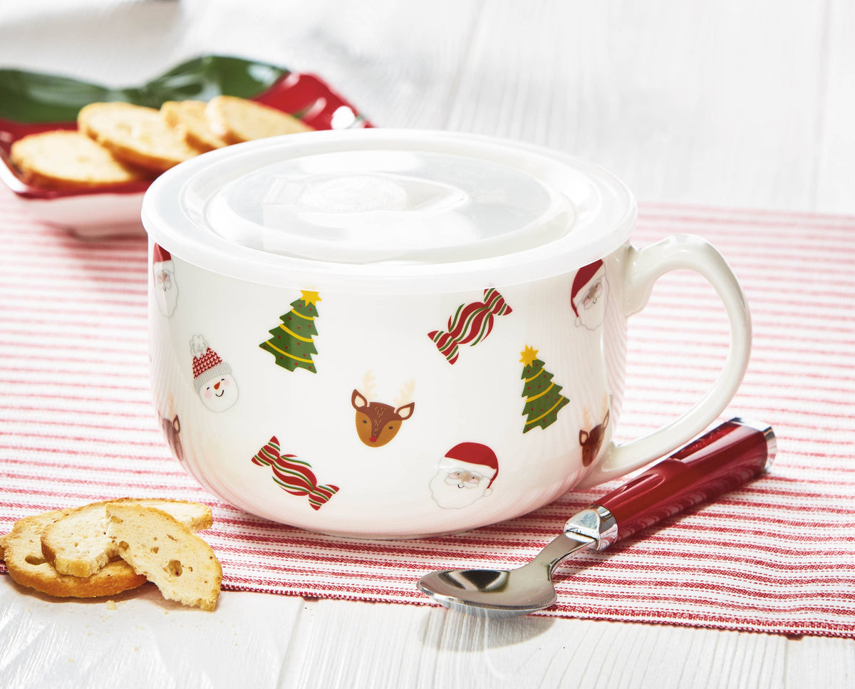 Holiday Cheer Soup Mug With Lid
