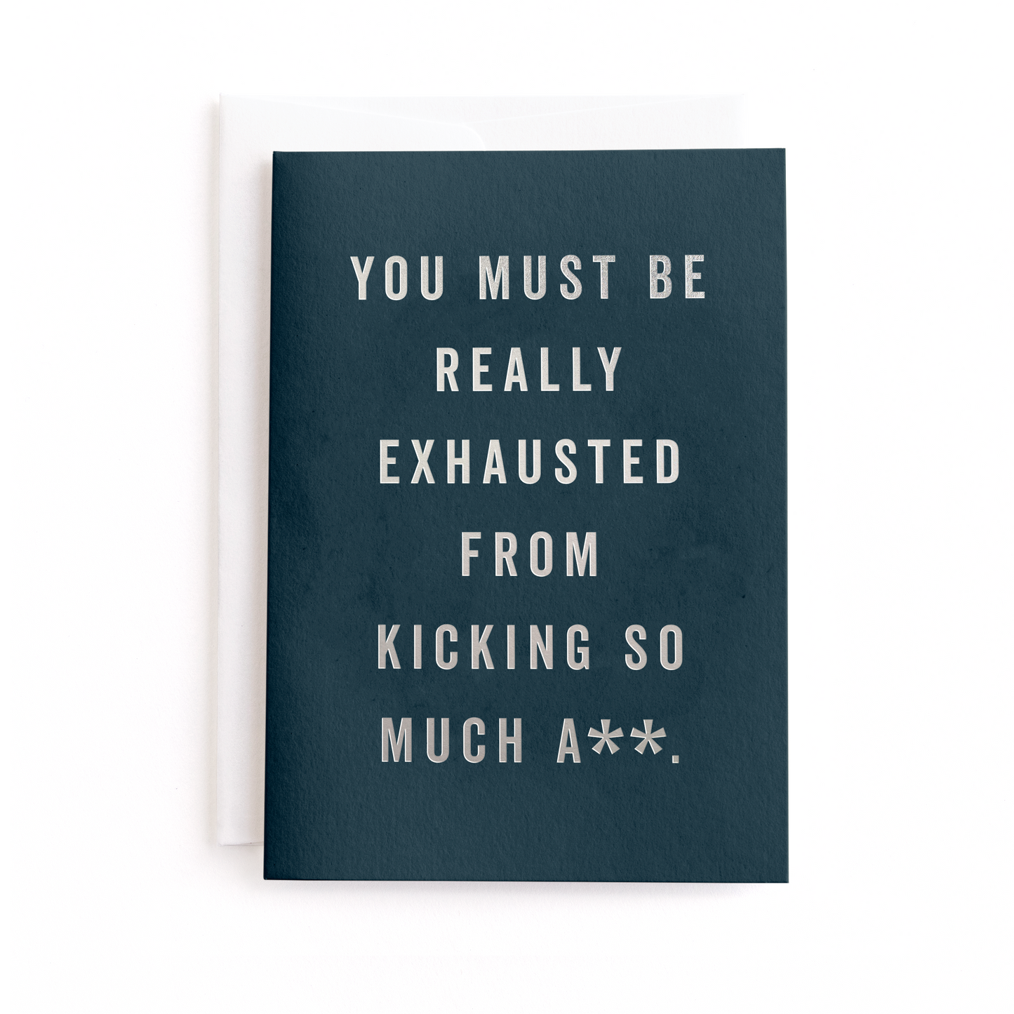 Minted - Exhausted, Birthday Greeting Card, Foil-Pressed