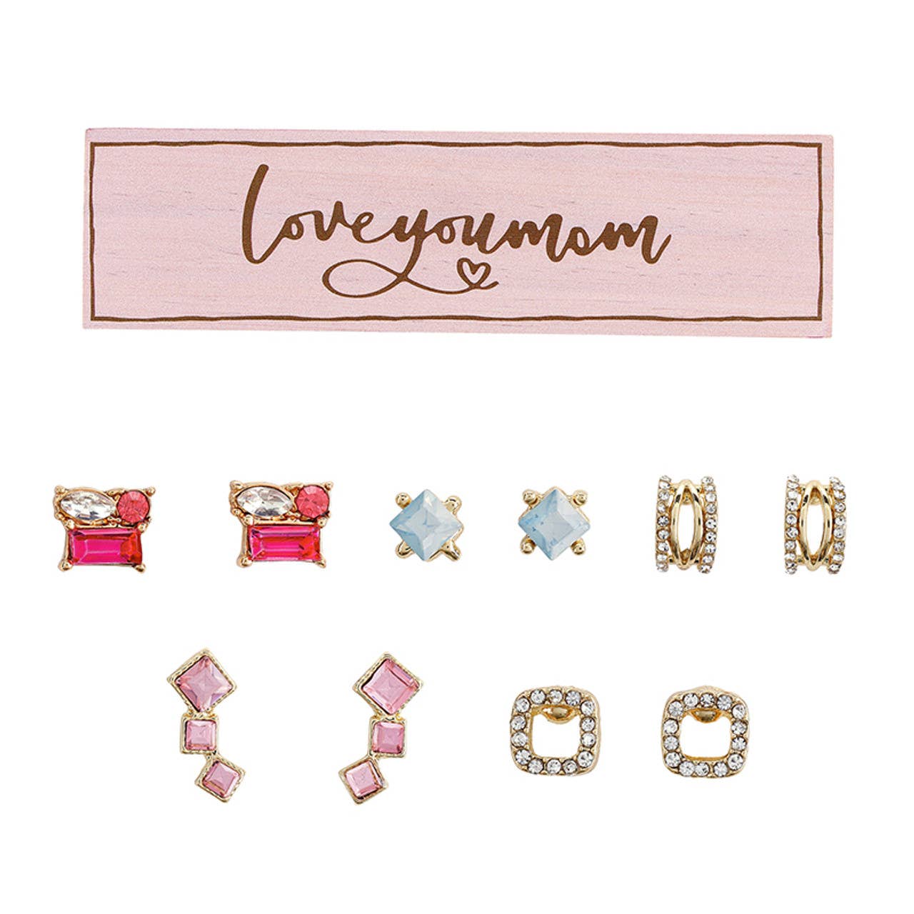 Love You Mom Boxed Earring Set