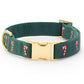 The Foggy Dog Evergreen Candy Canes Embroidered Dog Collar