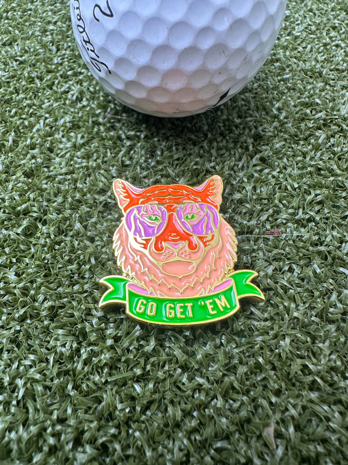 Go Get 'Em Tiger Golf Ball Marker with Magnetic Hat Clip