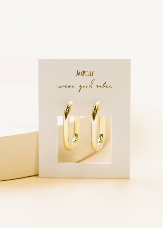 Gold Rectangular Hoop Earring