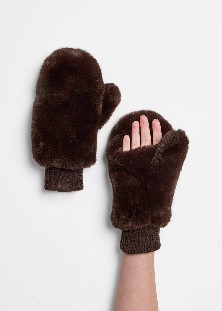 Mad Hatter Faux-Fur Mittens